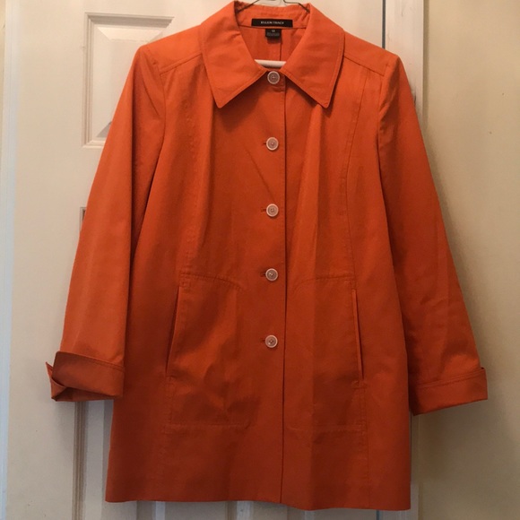 Ellen Tracy Jackets & Blazers - ELLEN TRACY Orange Cotton Rain Coat Jacket 12 Mint